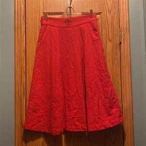 Red Leslie Fay wool skirt, vintage size petite 10 (more like a size 6)